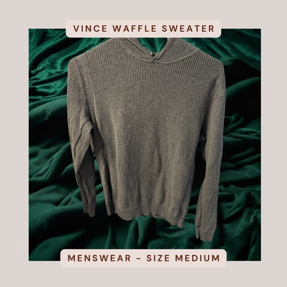 Vince Men's Waffle Knit Hoodie - Size Medium - Picture 2 of 6